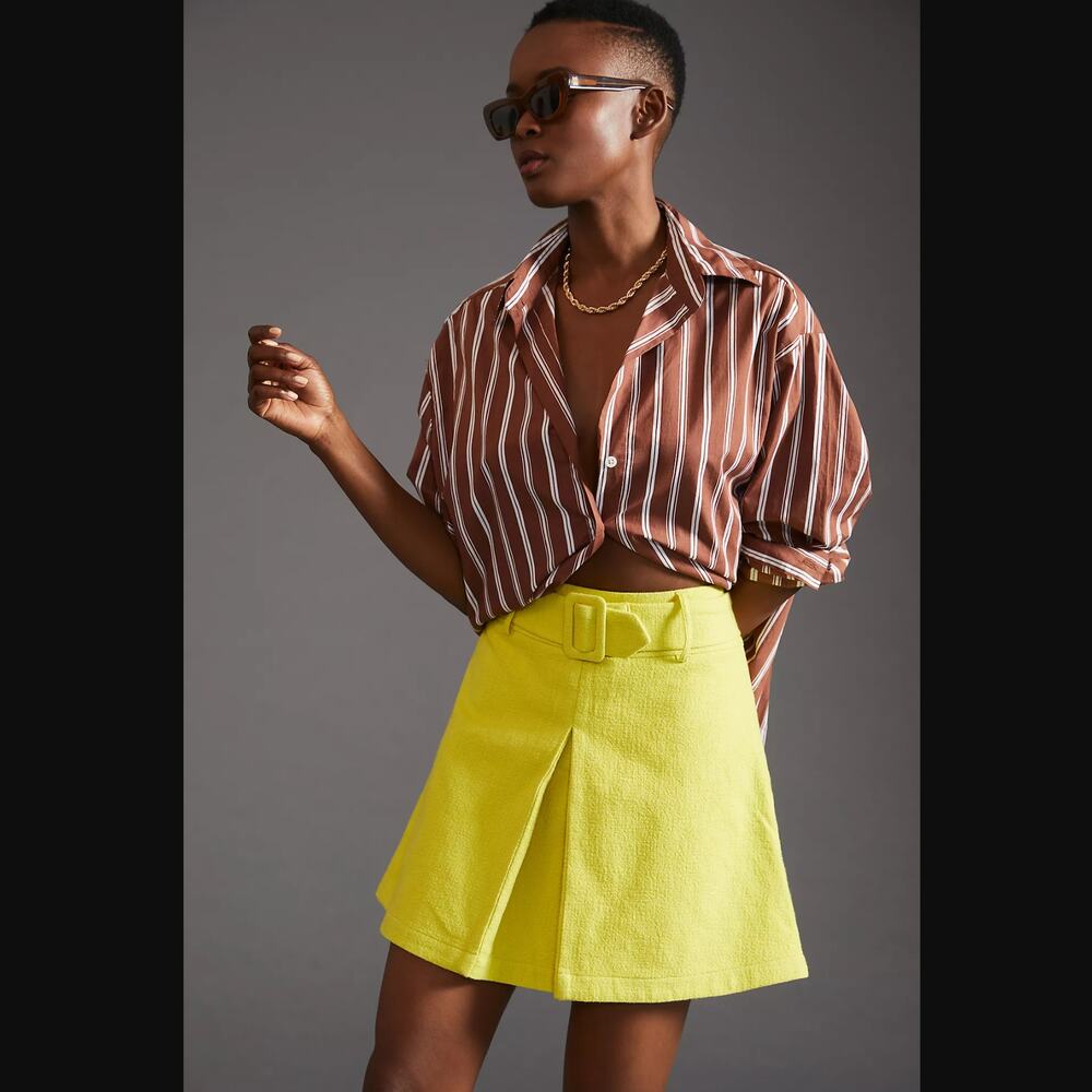 Anthropologie Maeve Belted Mini Skirt - New - Size 10